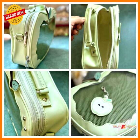Medium Polyurethane Apple-Shaped Backpack Crossbody Bag with Pin Display